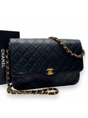 Chanel Vintage Quilted Lambskin Leather Shoulder Bag Chain